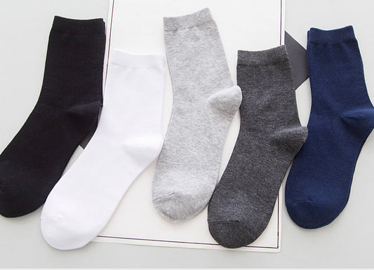 5pcs HSS Brand Men's Cotton Socks - Black Business Socks