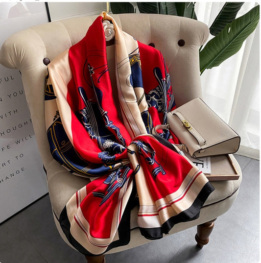 Women Silk Scarf Luxury Design Print Lady Beach Shawl Scarves Fashion Smooth Foulard Female scarf
